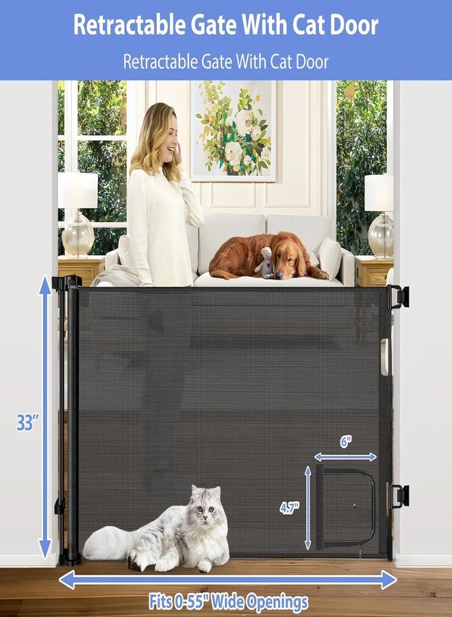 بيترتك بوابات أطفال قابلة للسحب مع باب، عرض 55 بوصة، بوابة كلاب قابلة للسحب مع باب للحيوانات الأليفة، بوابة خارجية قابلة للسحب للكلاب، بوابة أطفال شبكية، بوابة حيوانات أليفة قابلة للسحب مع باب للقطط، بوابات أطفال قابلة للسحب للمداخل - Image 2